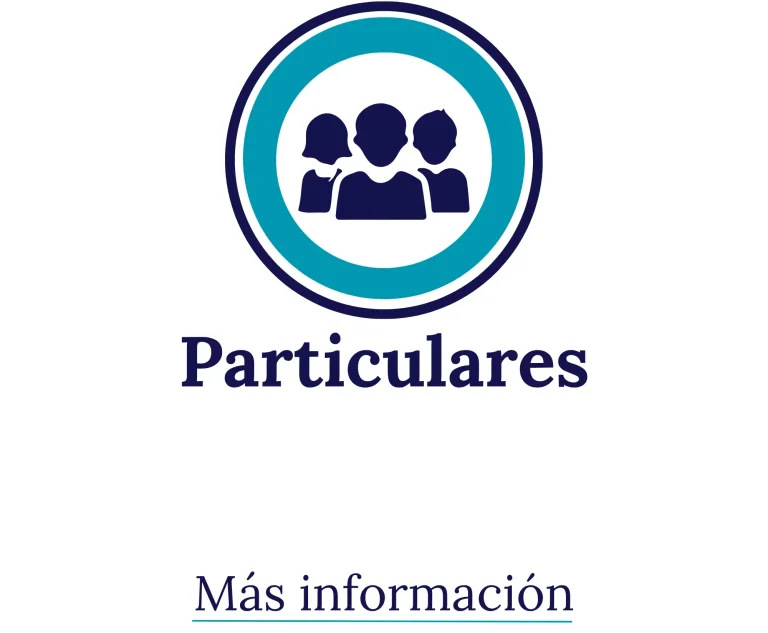 MRP ASESORES Icono de varias personas con el texto "Particulares" y "Más información" debajo que necesitan mejorar la cuota de su hipoteca